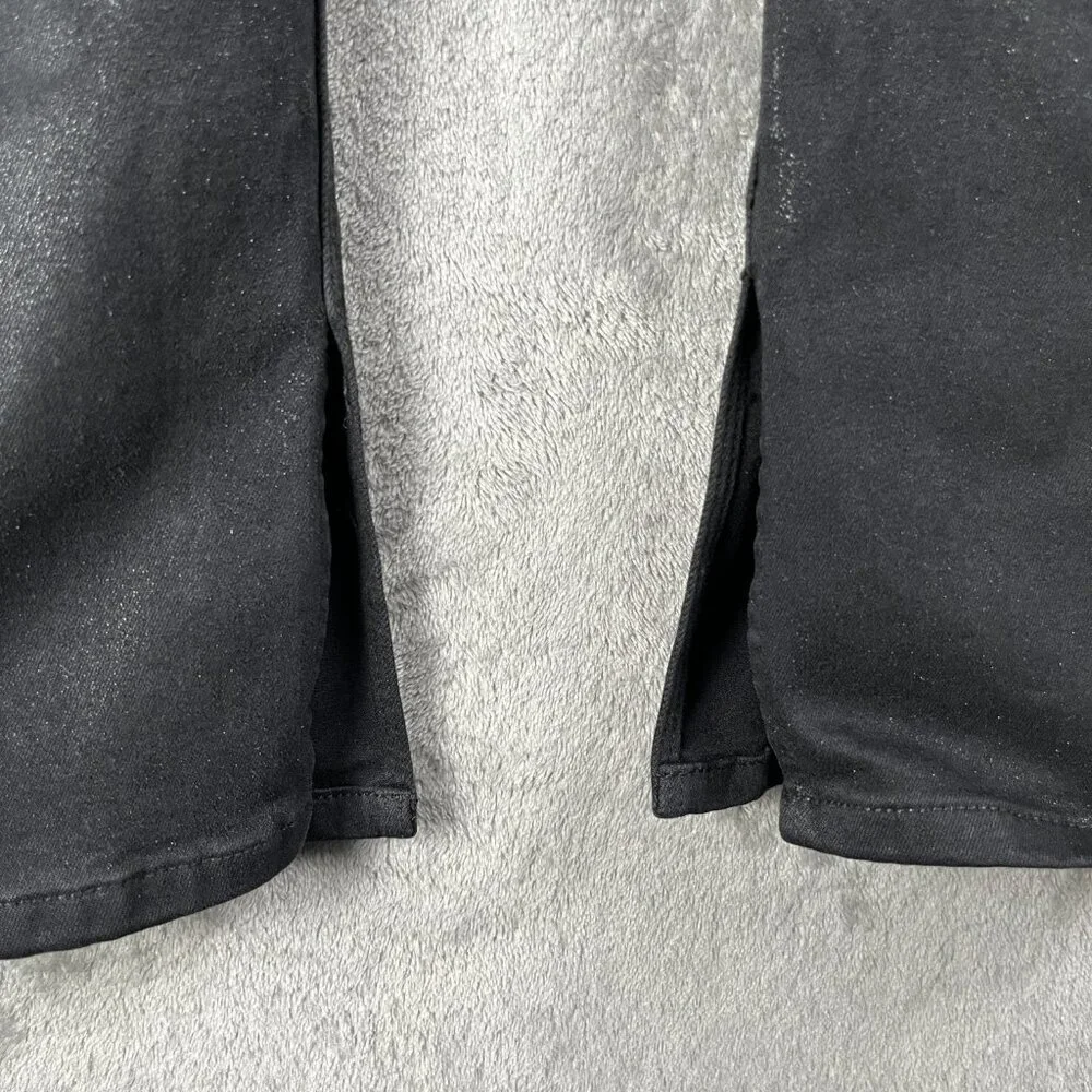 Hudson Nico Coated Skinny Jeans Womens 25 Black Mid Rise Ankle Slit Western Chic
